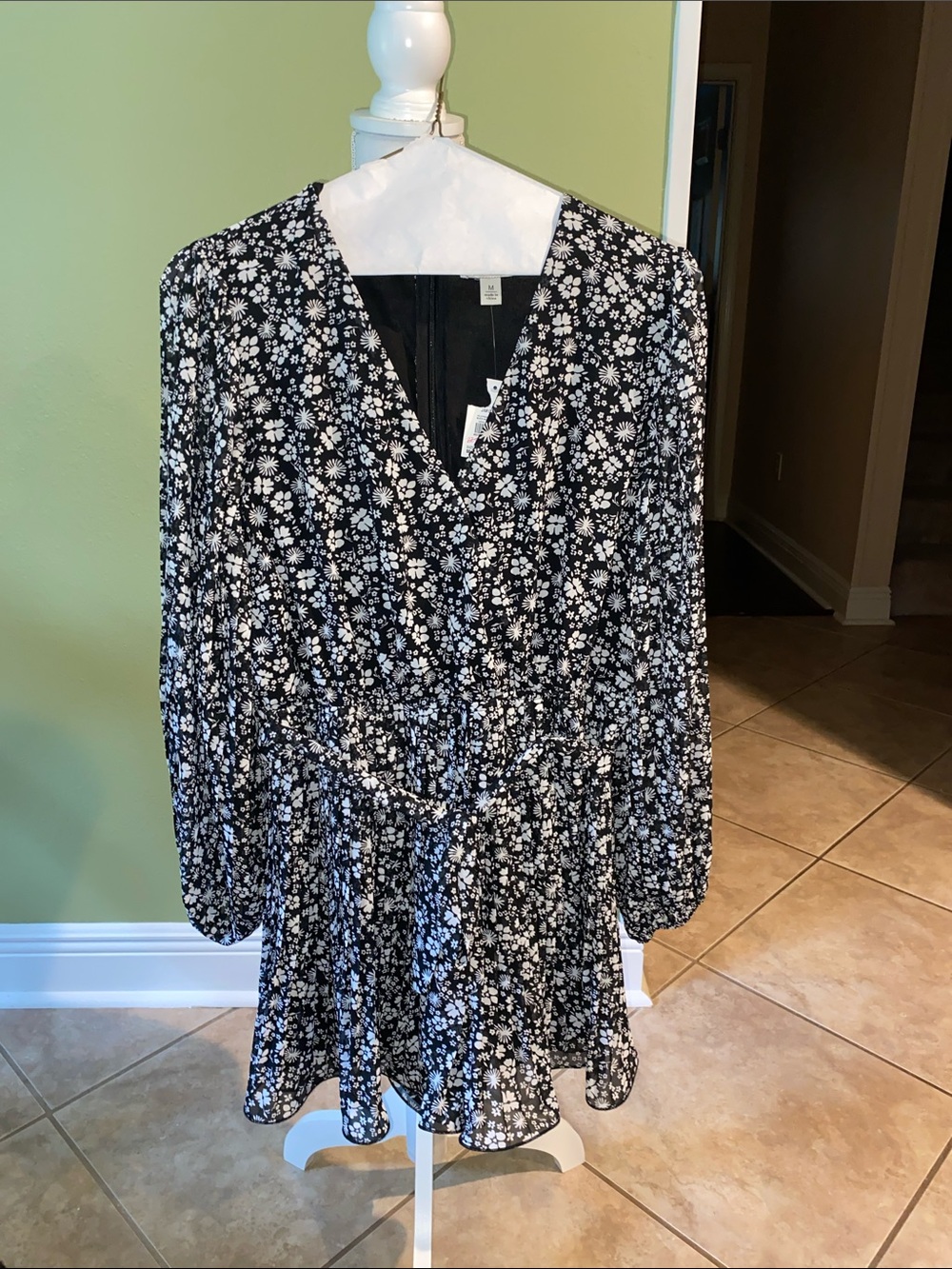 Cato Black and White Floral Long Sleeve Romper